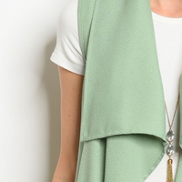 Sage Green Sleeveless Vested Cardigan - Picture 3 of 5